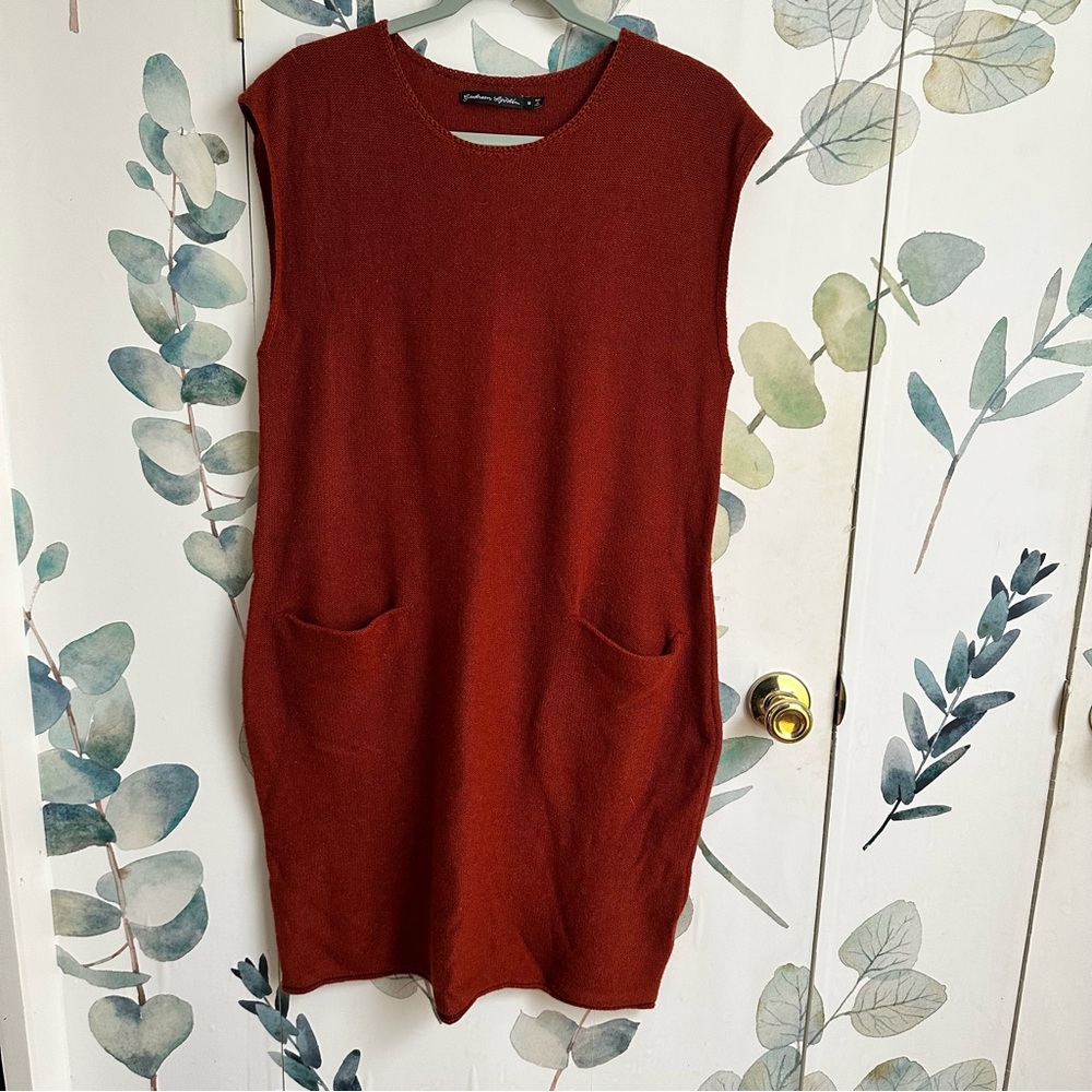 Gudrun Sjoden Size M copper paprika wool dress with pockets women’s